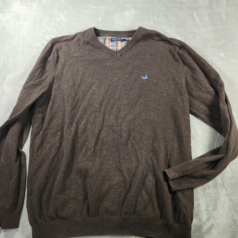 Southern Marsh Mens 100% Cotton V Neck Sweater‎ Large Heather Black
